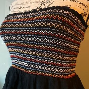 Black & Colored Pattern Strapless Romper